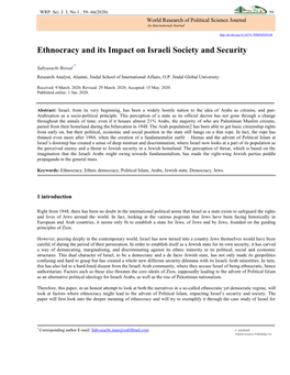 Ethnocracy and Its Impact on Israeli Society and Security