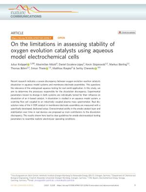 On the Limitations in Assessing Stability of Oxygen Evolution Catalysts Using Aqueous Model Electrochemical Cells
