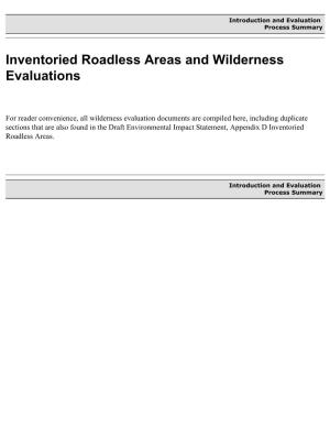 Inventoried Roadless Areas and Wilderness Evaluations