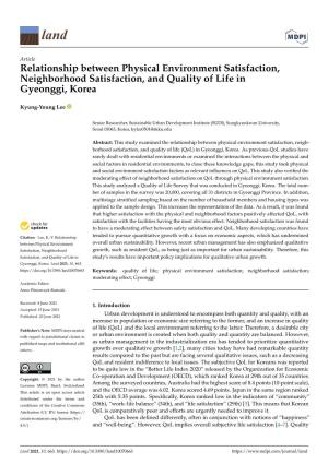 Relationship Between Physical Environment Satisfaction, Neighborhood Satisfaction, and Quality of Life in Gyeonggi, Korea