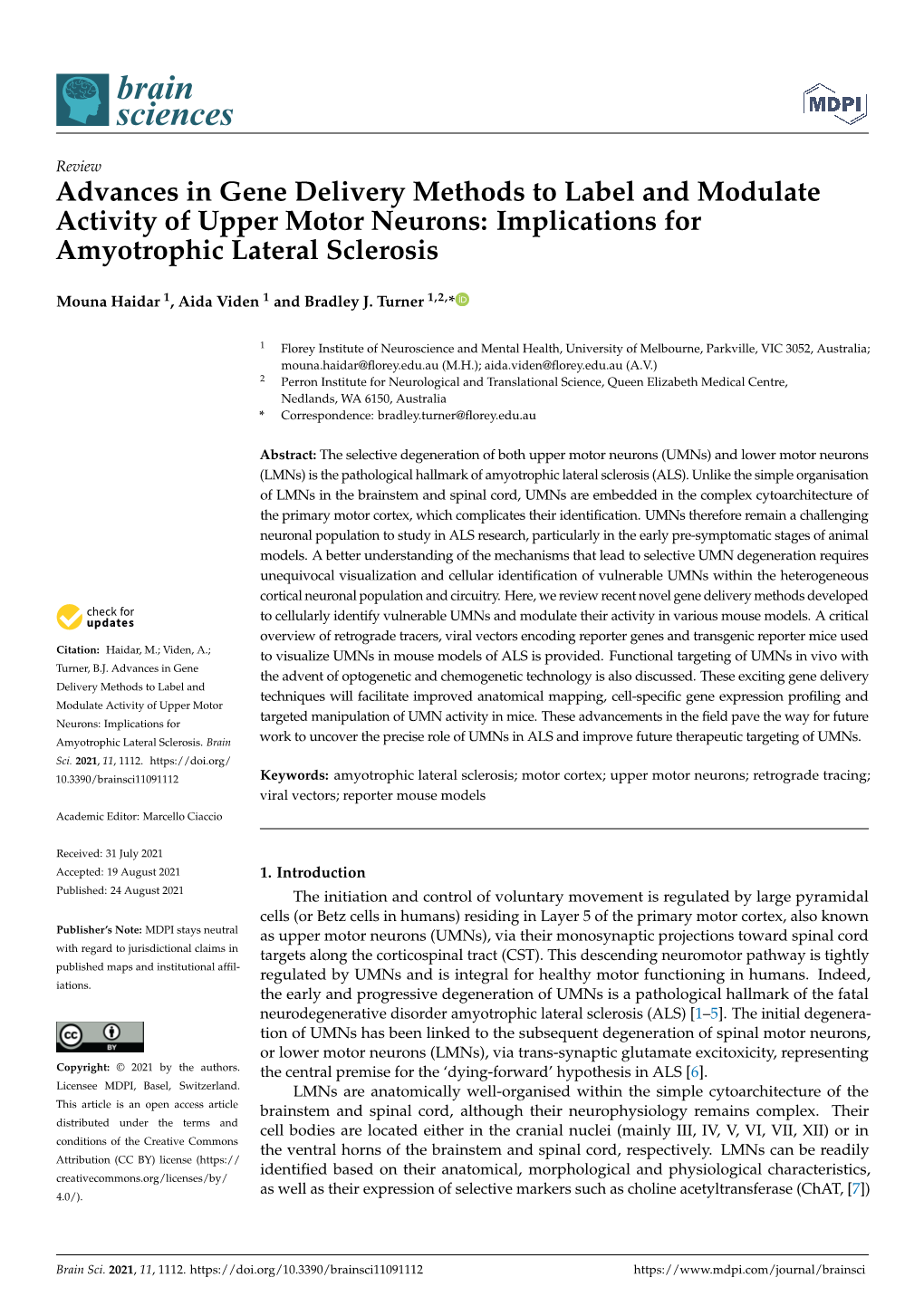 Advances in Gene Delivery Methods to Label and Modulate Activity of Upper Motor Neurons: Implications for Amyotrophic Lateral Sclerosis