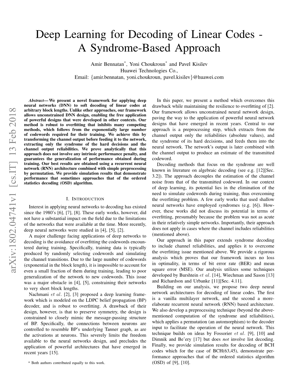 Deep Learning for Decoding of Linear Codes - a Syndrome-Based Approach