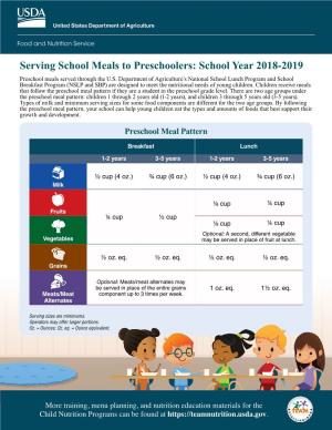 Serving School Meals to Preschoolers: School Year 2018-2019 Preschool Meals Served Through the U.S