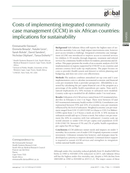 Costs of Implementing Integrated Community Case Management