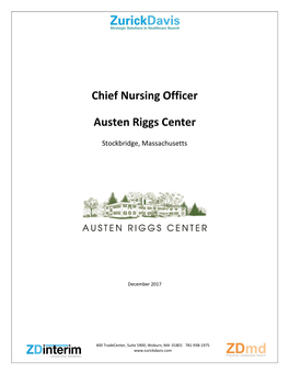 Chief Nursing Officer Austen Riggs Center