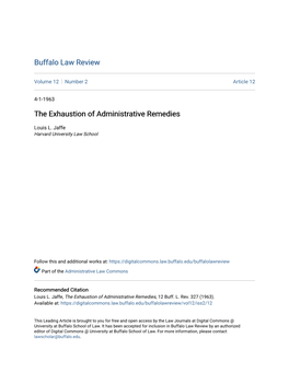 The Exhaustion of Administrative Remedies