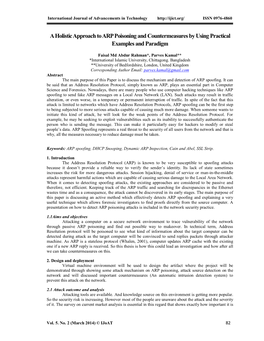 A Holistic Approach to ARP Poisoning and Countermeasures by Using Practical Examples and Paradigm