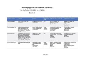Planning Applications Validated - Valid Only for the Period:-10/12/2018 to 16/12/2018
