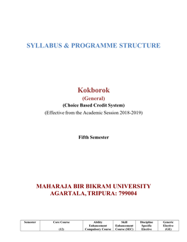 Kokborok (General) (Choice Based Credit System) (Effective from the Academic Session 2018-2019)