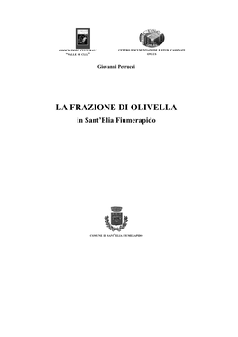 LA FRAZIONE DI OLIVELLA in Sant’Elia Fiumerapido