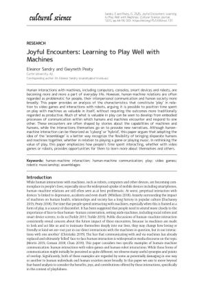 Joyful Encounters: Learning to Play Well with Machines