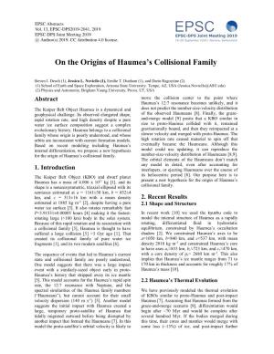 On the Origins of Haumea's Collisional Family