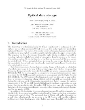 Optical Data Storage