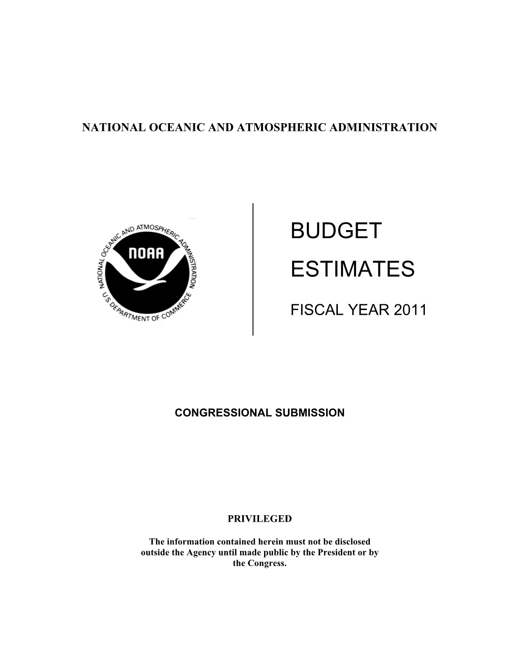 FY11 NOAA Congressional Justification