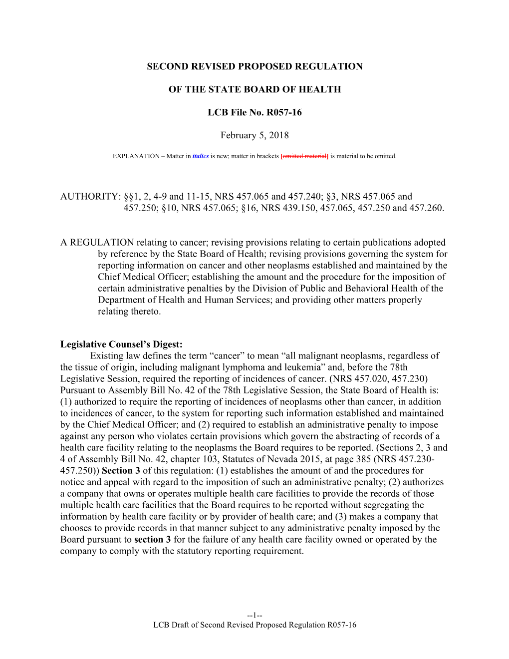 Second Revised Proposed Regulation of the State