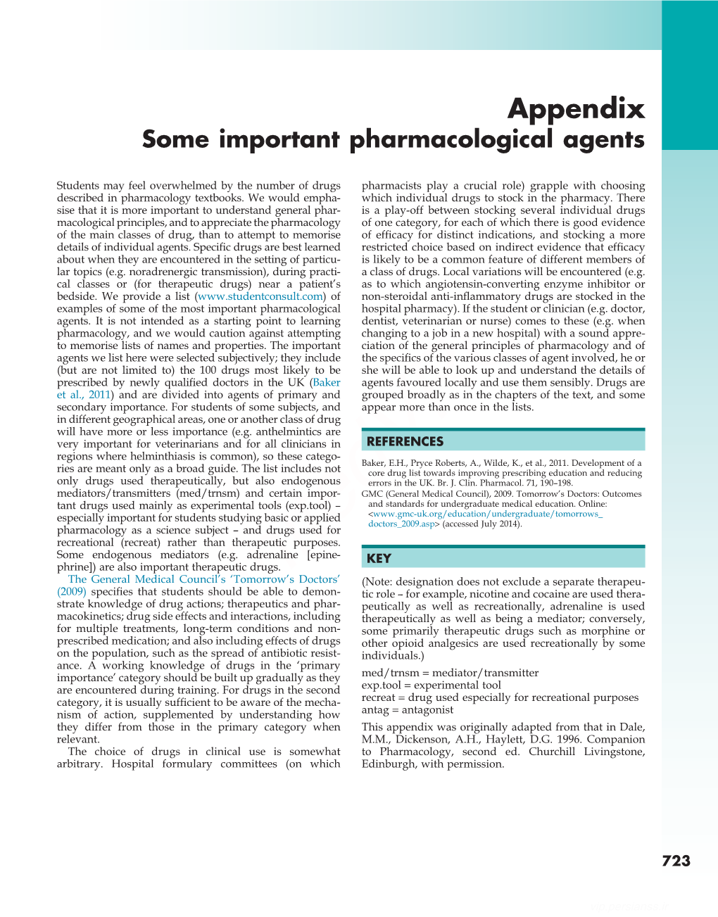 Appendix Some Important Pharmacological Agents