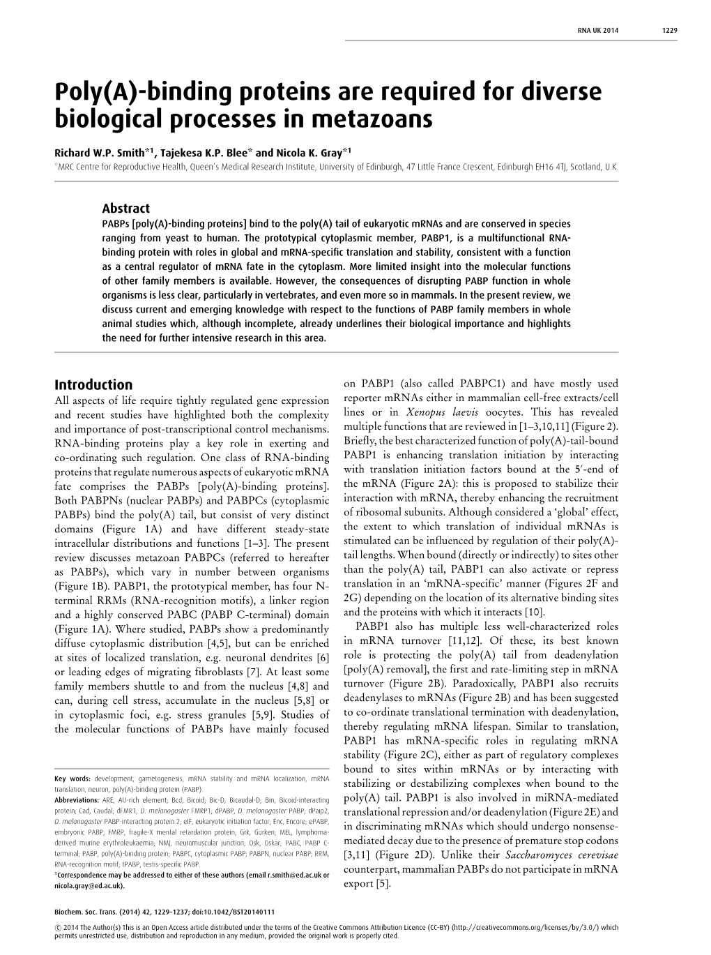 Poly(A)-Binding Proteins Are Required for Diverse Biological Processes in Metazoans