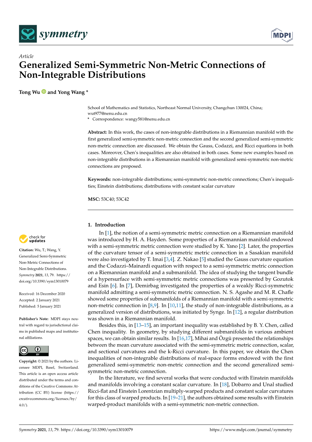 Generalized Semi-Symmetric Non-Metric Connections of Non-Integrable Distributions