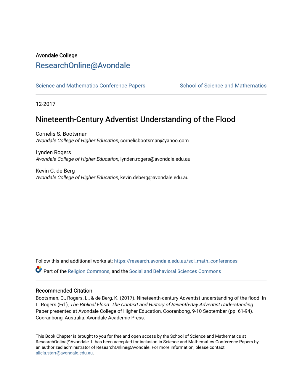 Nineteenth-Century Adventist Understanding of the Flood