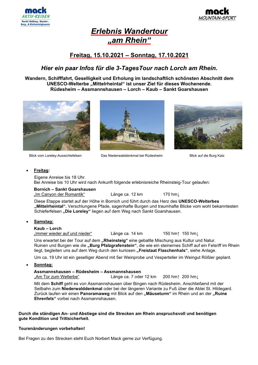 Erlebnis Wandertour „Am Rhein“