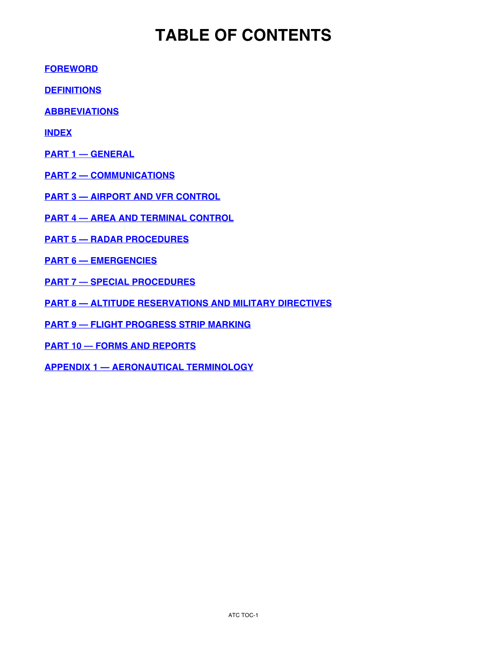 ATC MANOPS Includes a “Page Verification Sheet” Which Identifies the Current Status of Each Individual Page