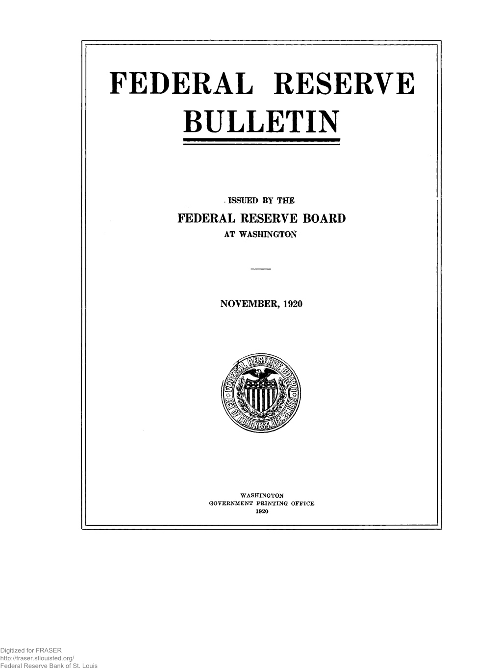 Federal Reserve Bulletin November 1920