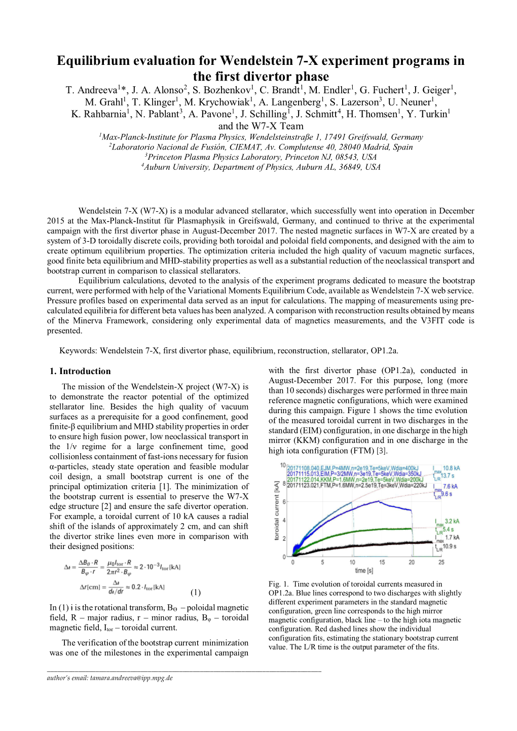 Equilibrium Evaluation for Wendelstein 7-X Experiment Programs in the First Divertor Phase T