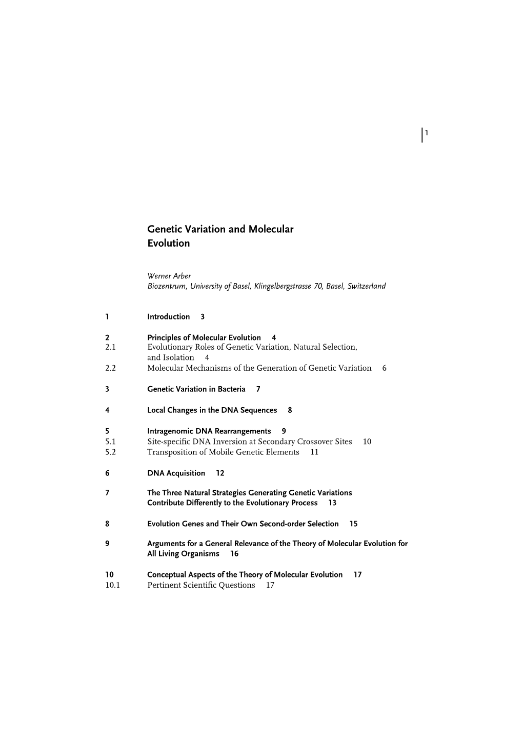 Genetic Variation and Molecular Evolution