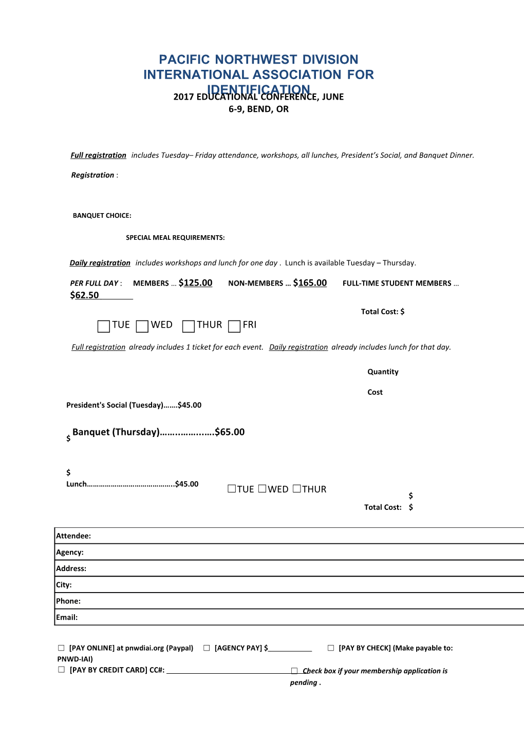 Pacific Northwest Division International Association for Identification