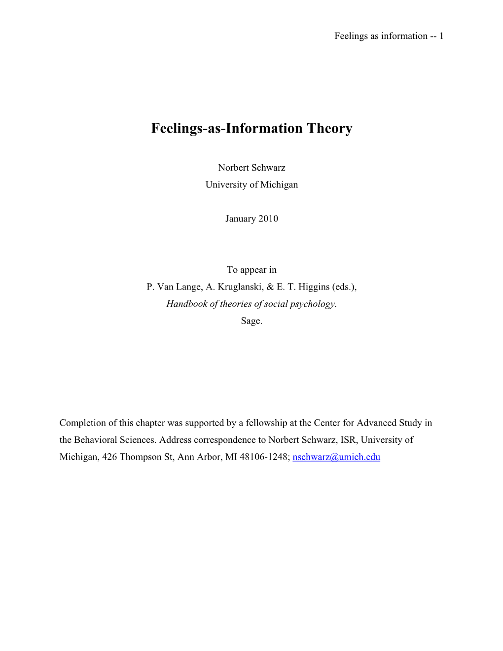 Feelings-As-Information Theory