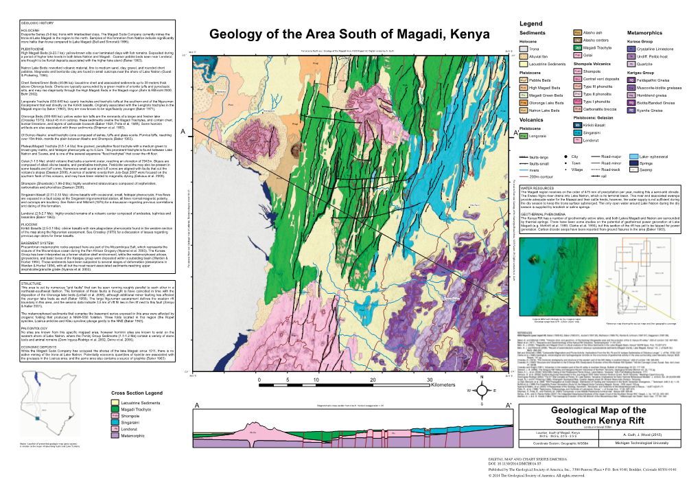 Geology of the Area South of Magadi, Kenya