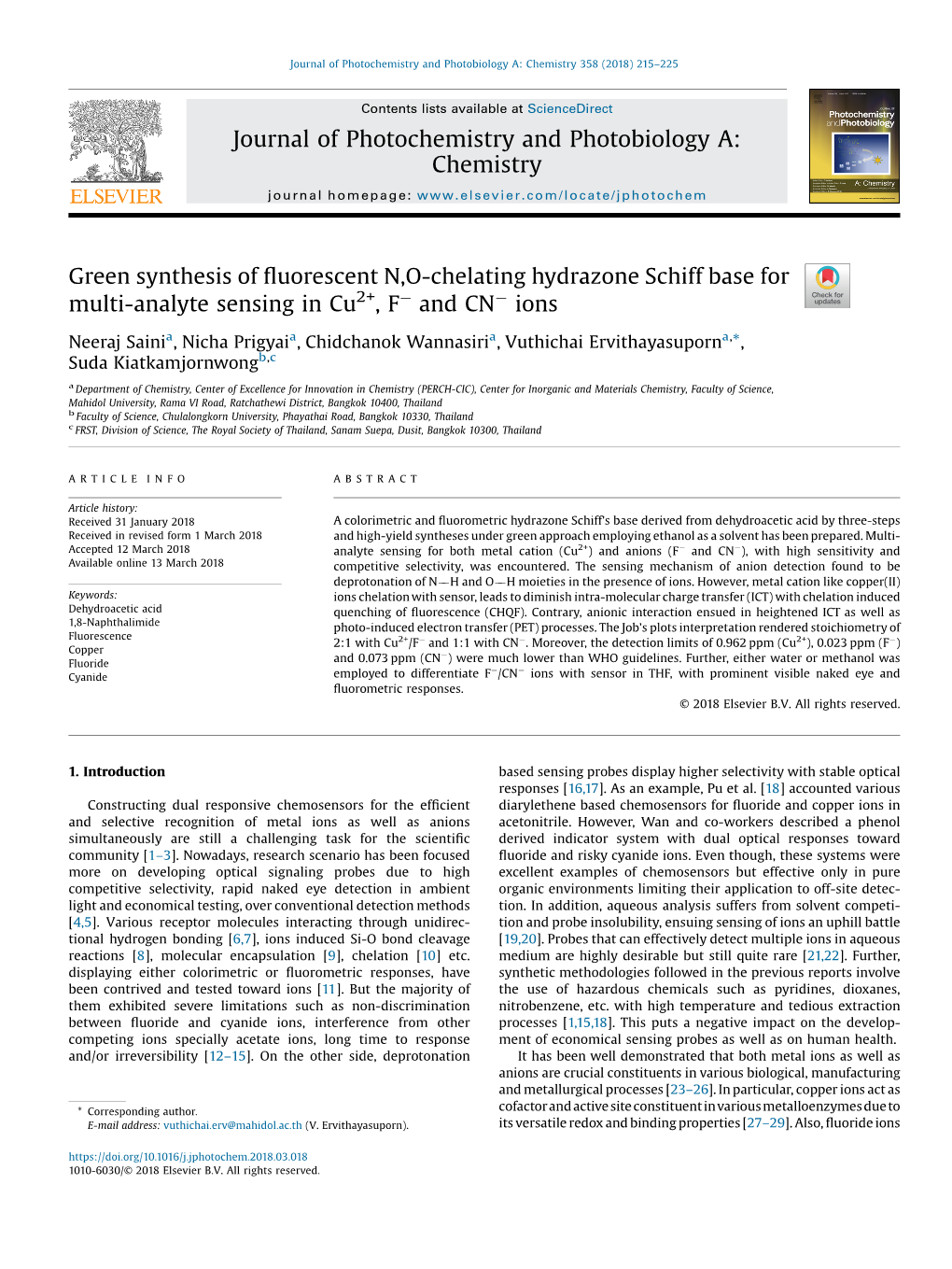 Green Synthesis of Fluorescent N,O-Chelating Hydrazone Schiff