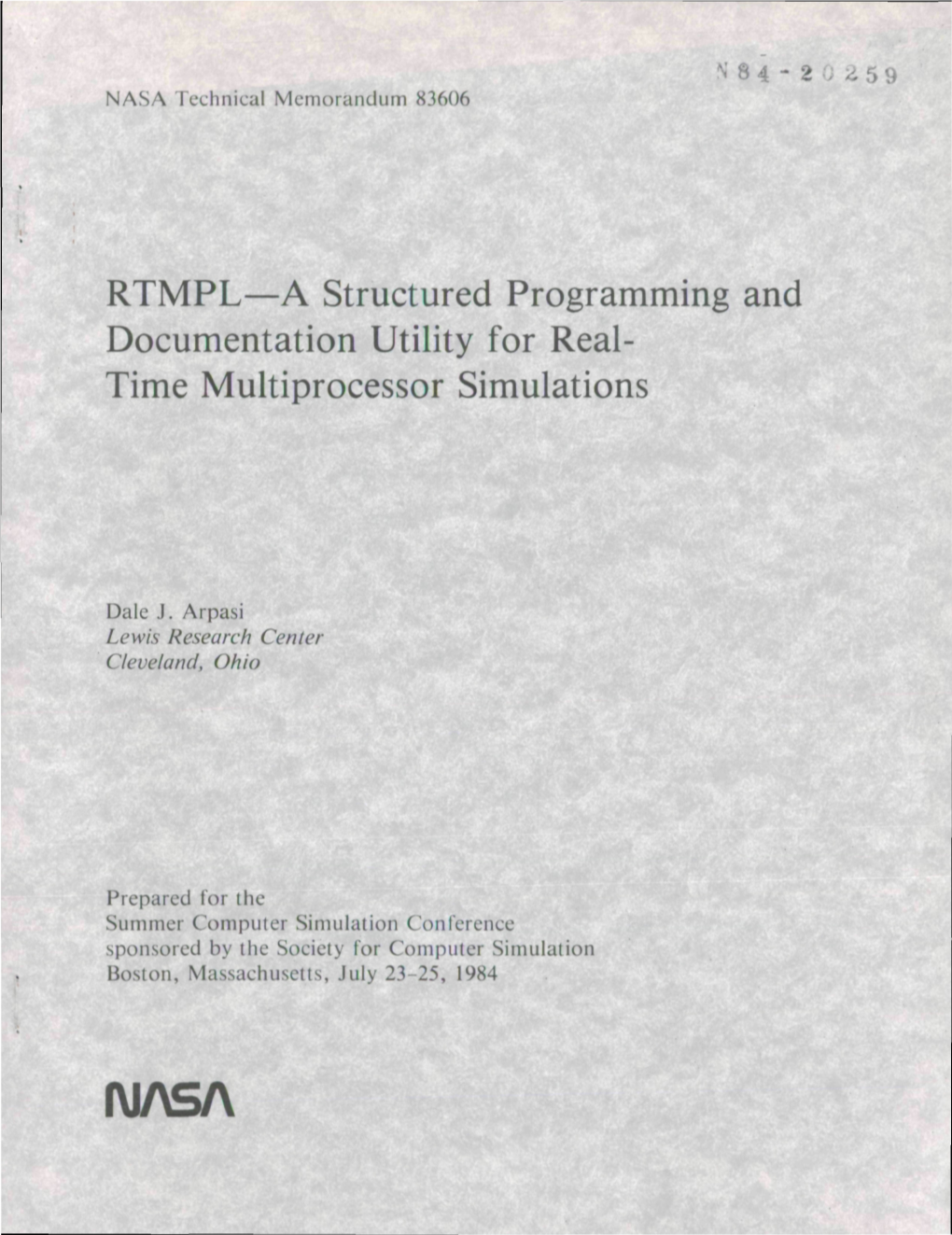 RTMPL—A Structured Programming and Documentation Utility for Real- Time Multiprocessor Simulations