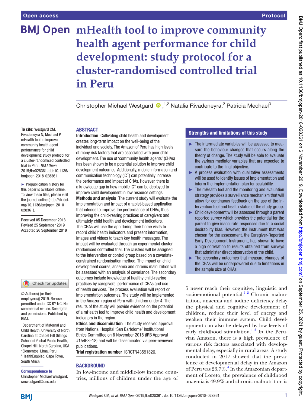 Mhealth Tool to Improve Community Health Agent Performance for Child Development: Study Protocol for a Cluster-­Randomised Controlled Trial in Peru