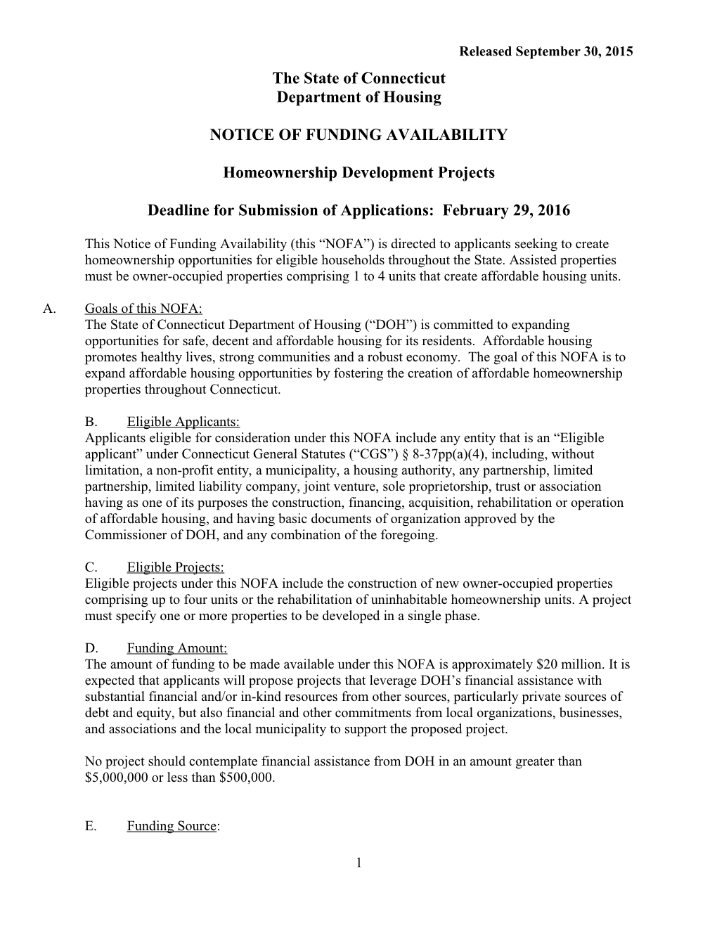 Notice of Funding Availability s1