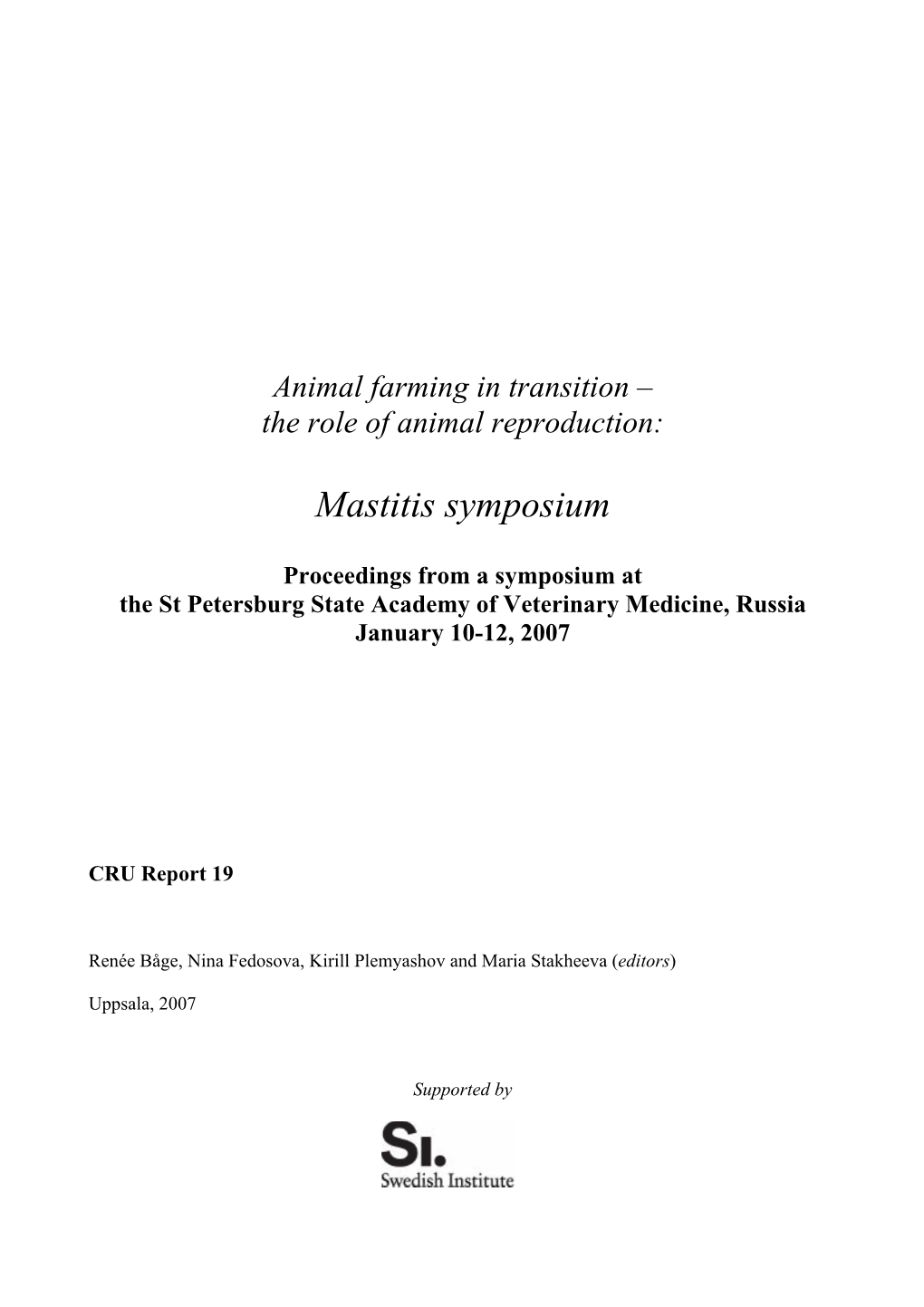 Mastitis Symposium