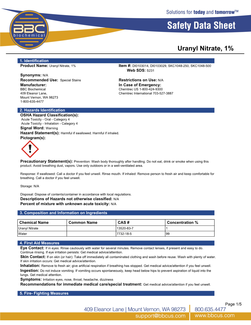 Uranyl Nitrate, 1%