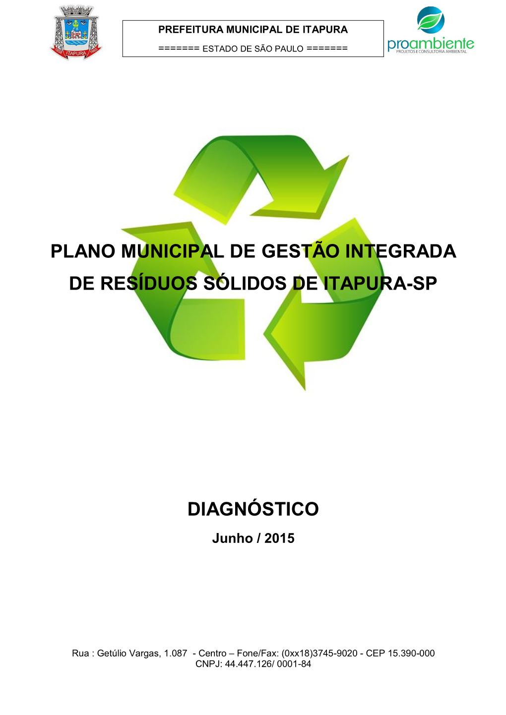 Plano Municipal De Gestão Integrada De Resíduos Sólidos De Itapura-Sp