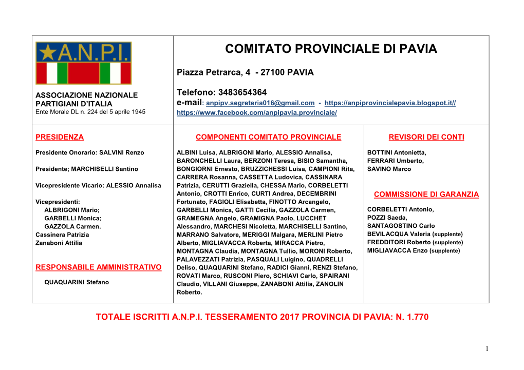 Comitato Provinciale Di Pavia