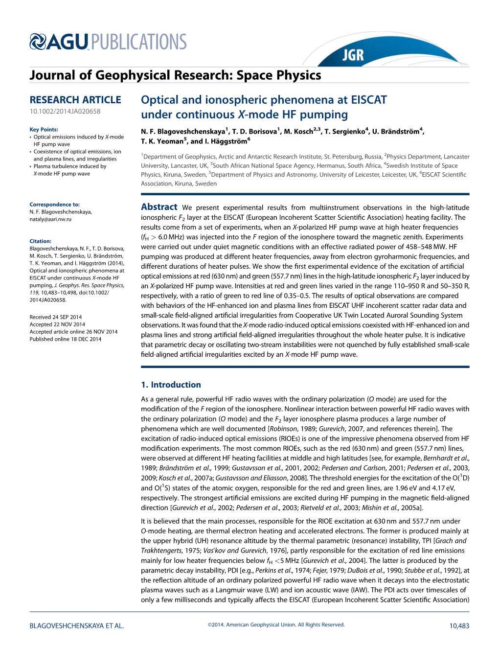 Optical and Ionospheric Phenomena at EISCAT Under Continuous X