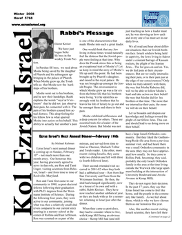 Rabbi's Message
