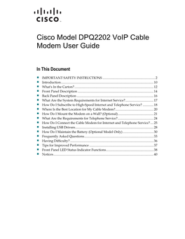 Cisco Model DPQ2202 Voip Cable Modem User Guide