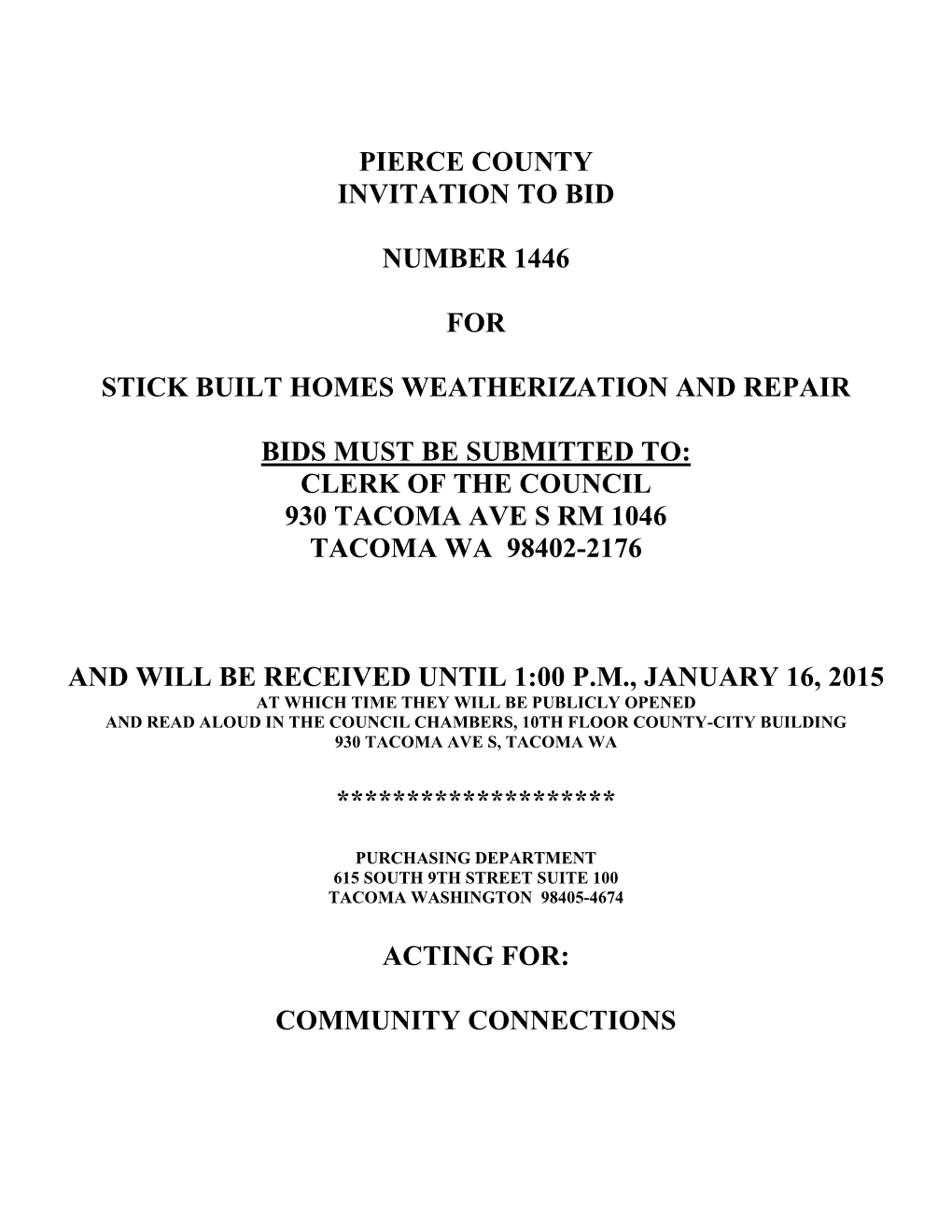 Pierce County Invitation to Bid