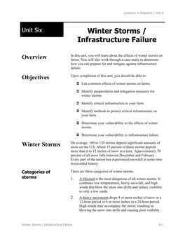 Winter Storms / Infrastructure Failure