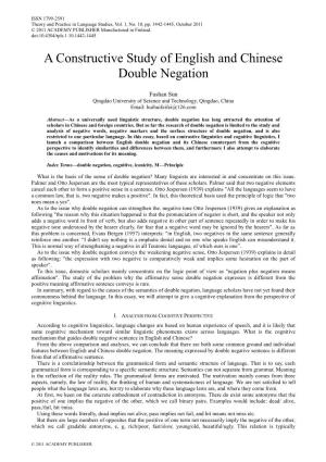 Cognitive Analysis of Double Negation