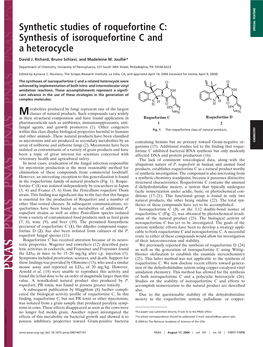 Synthetic Studies of Roquefortine C: Synthesis of Isoroquefortine