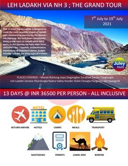 Leh Ladakh Via Nh 3 ; the Grand Tour