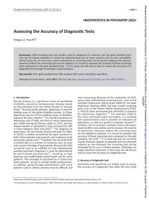 Assessing the Accuracy of Diagnostic Tests