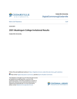 2001 Muskingum College Invitational Results