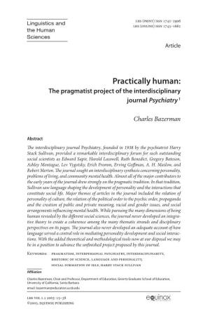 The Pragmatist Project of the Interdisciplinary Journal Psychiatry
